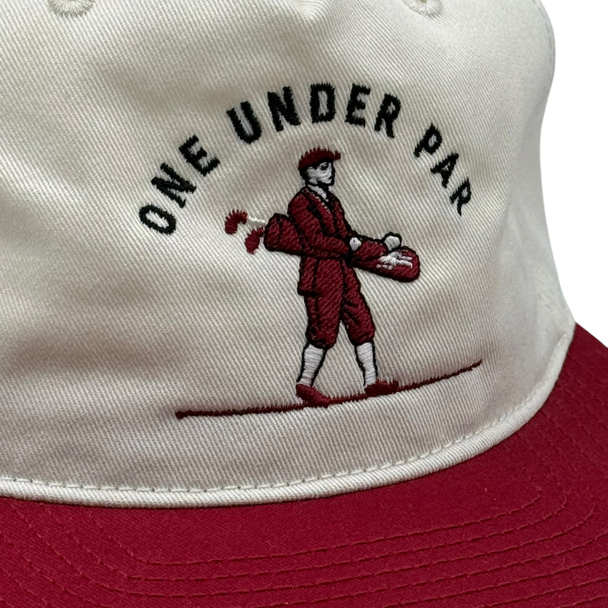 Vintage Golfer natural and cardinal hat back view