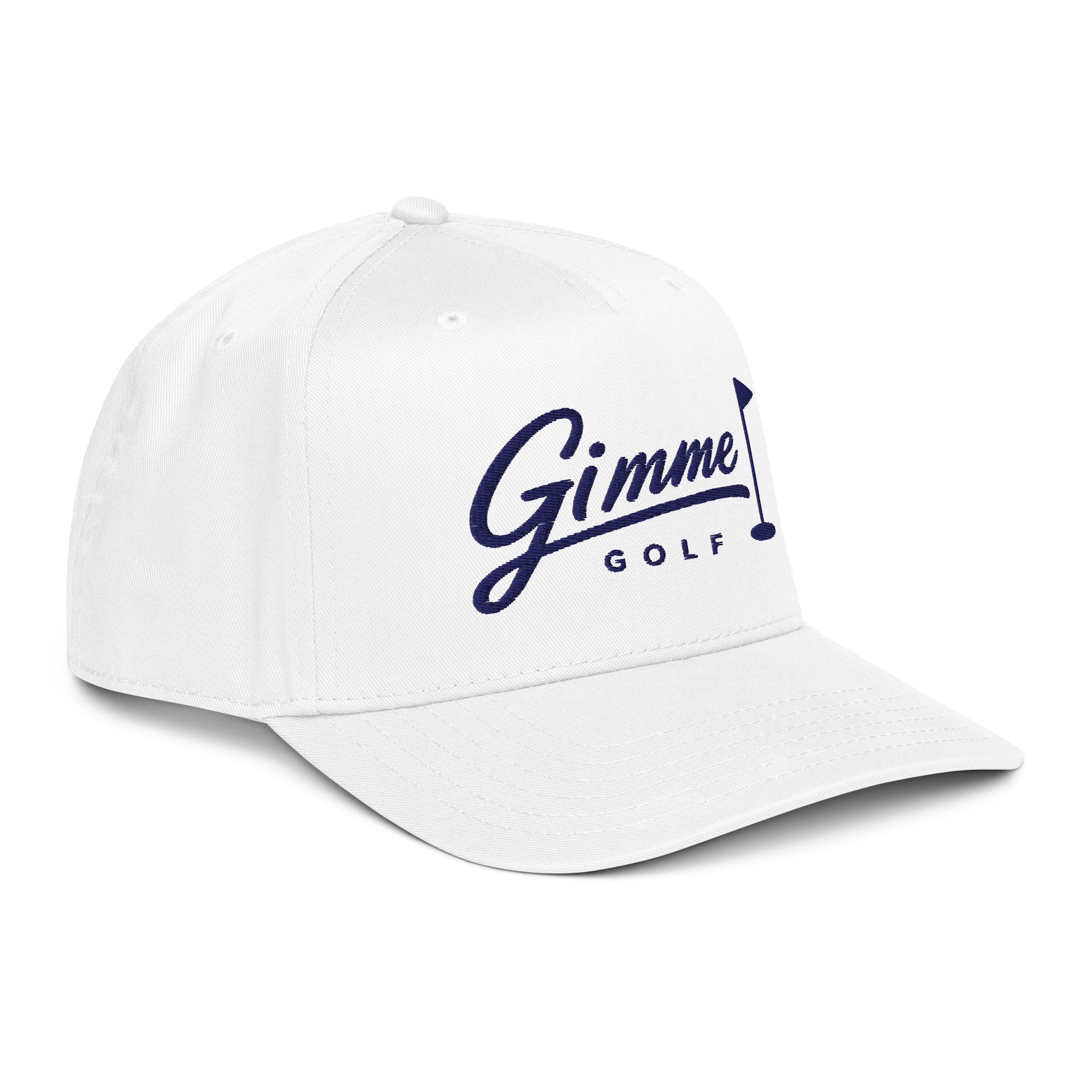 The Gimmie white golf hat right-front angle