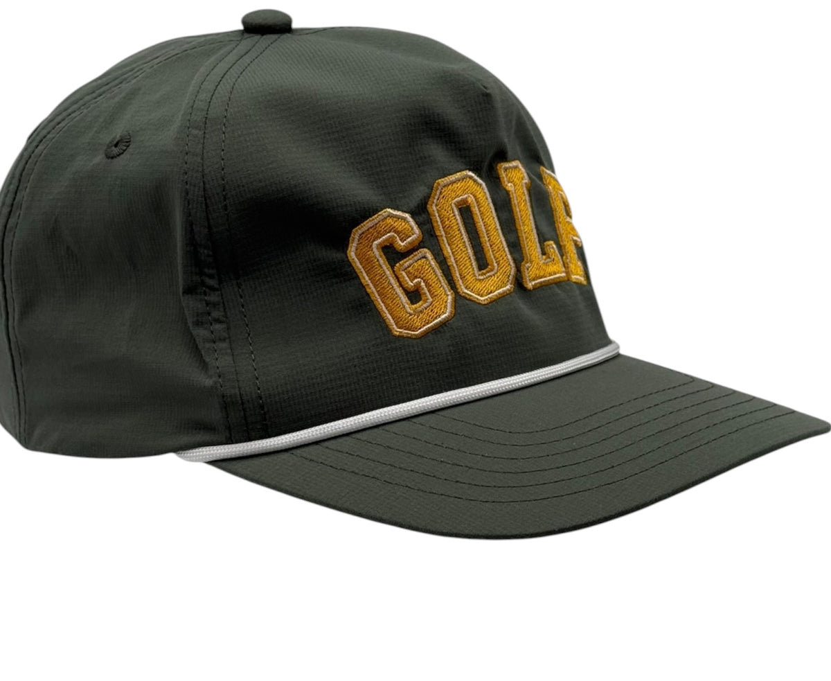 Golf Script moss performance rope hat front view