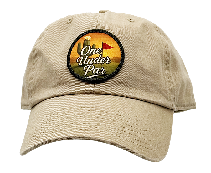 Desert Golf khaki patch hat, alternate front view