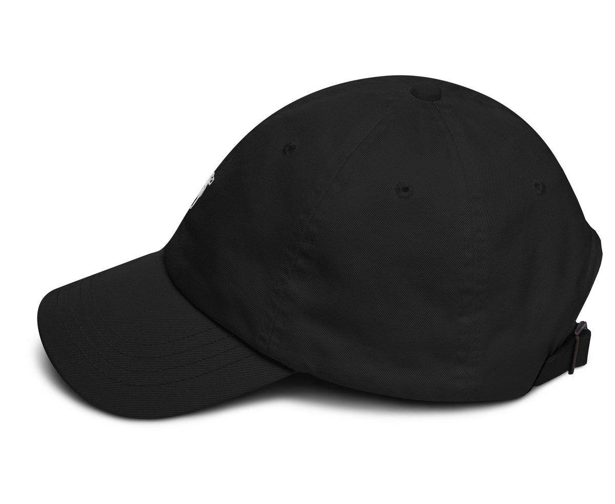 Girl Golfer black golf hat left-side view