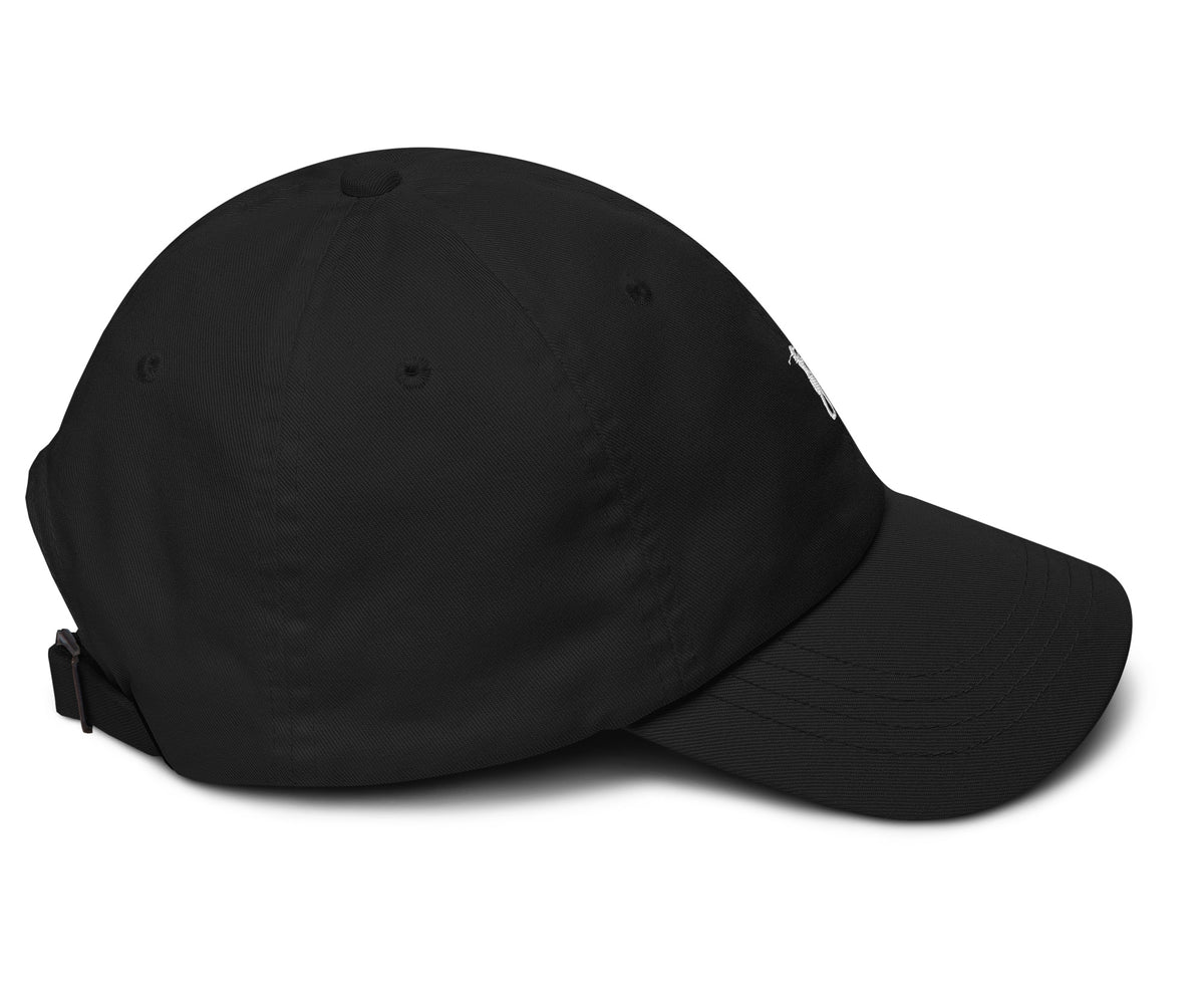 Girl Golfer black golf hat right-side view
