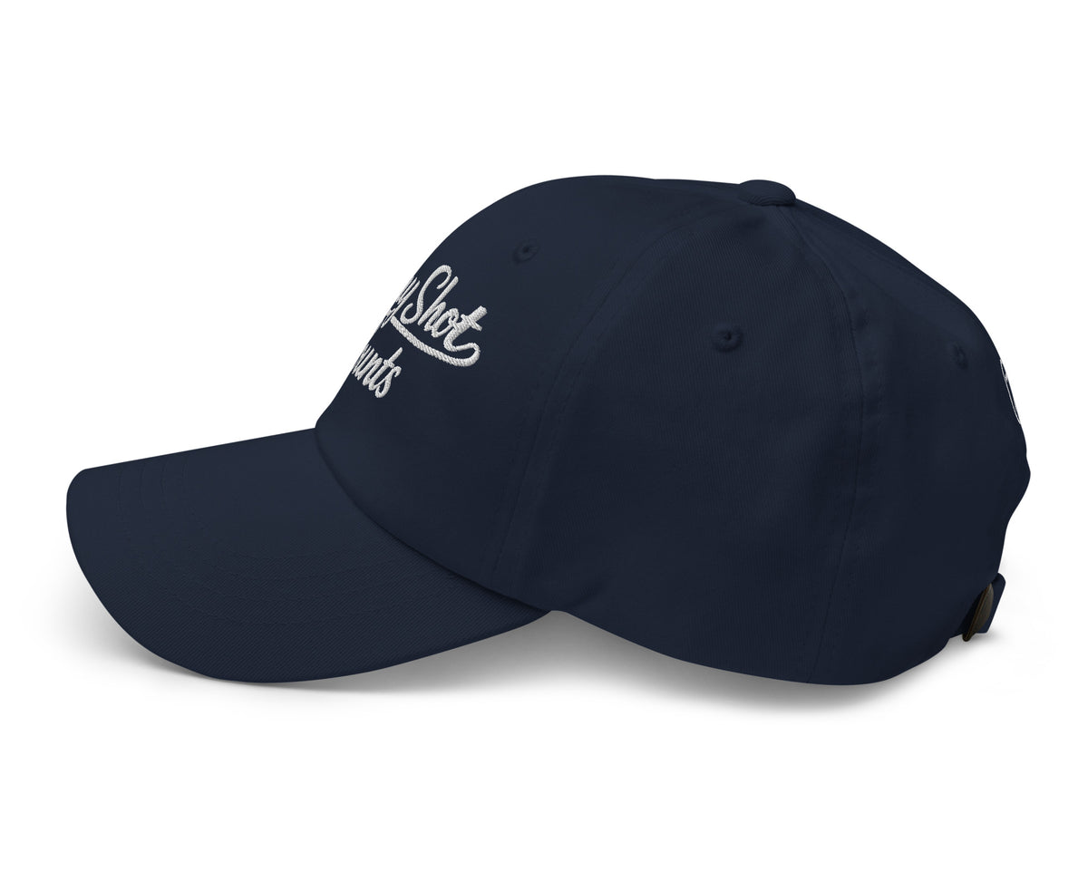 Every Shot Counts navy golf hat left-side view