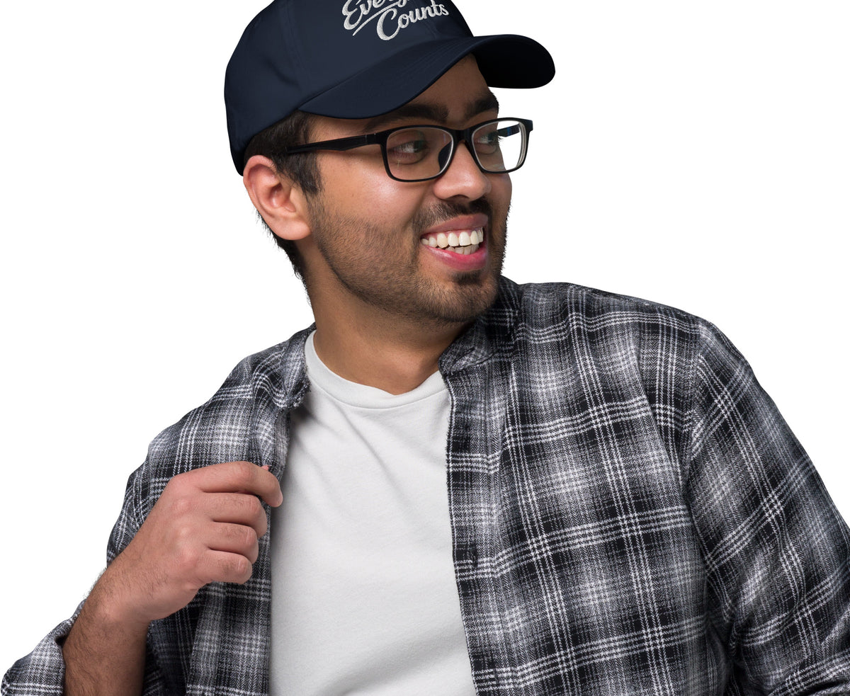 Every Shot Counts navy golf hat right profile