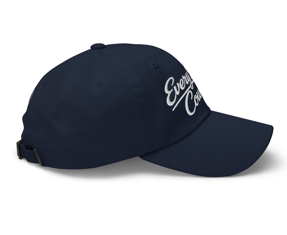 Every Shot Counts navy golf hat right-side view