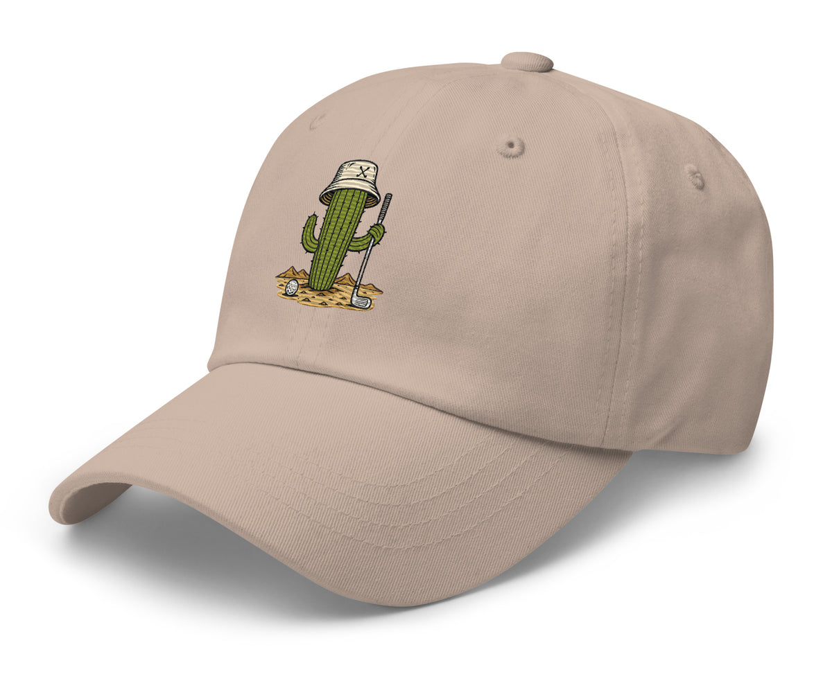 Golf Cactus stone dad hat, left-front view