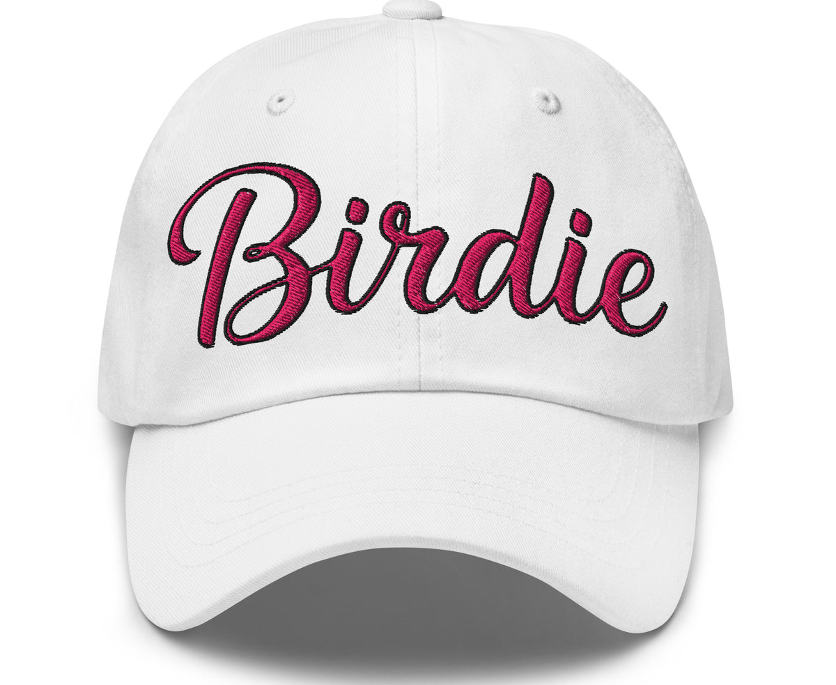 Birdie Script white women’s golf hat front view