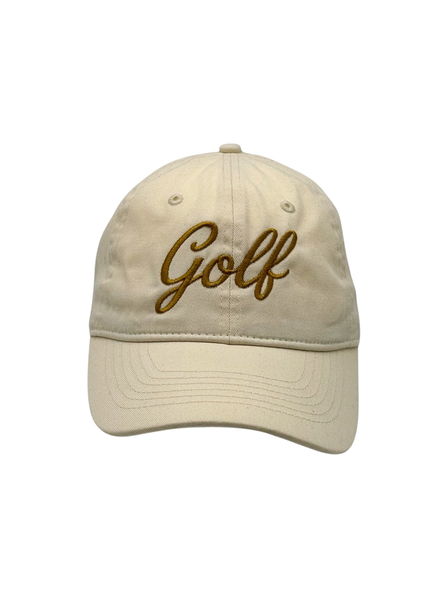 Coastal Golf ivory embroidered hat angled view