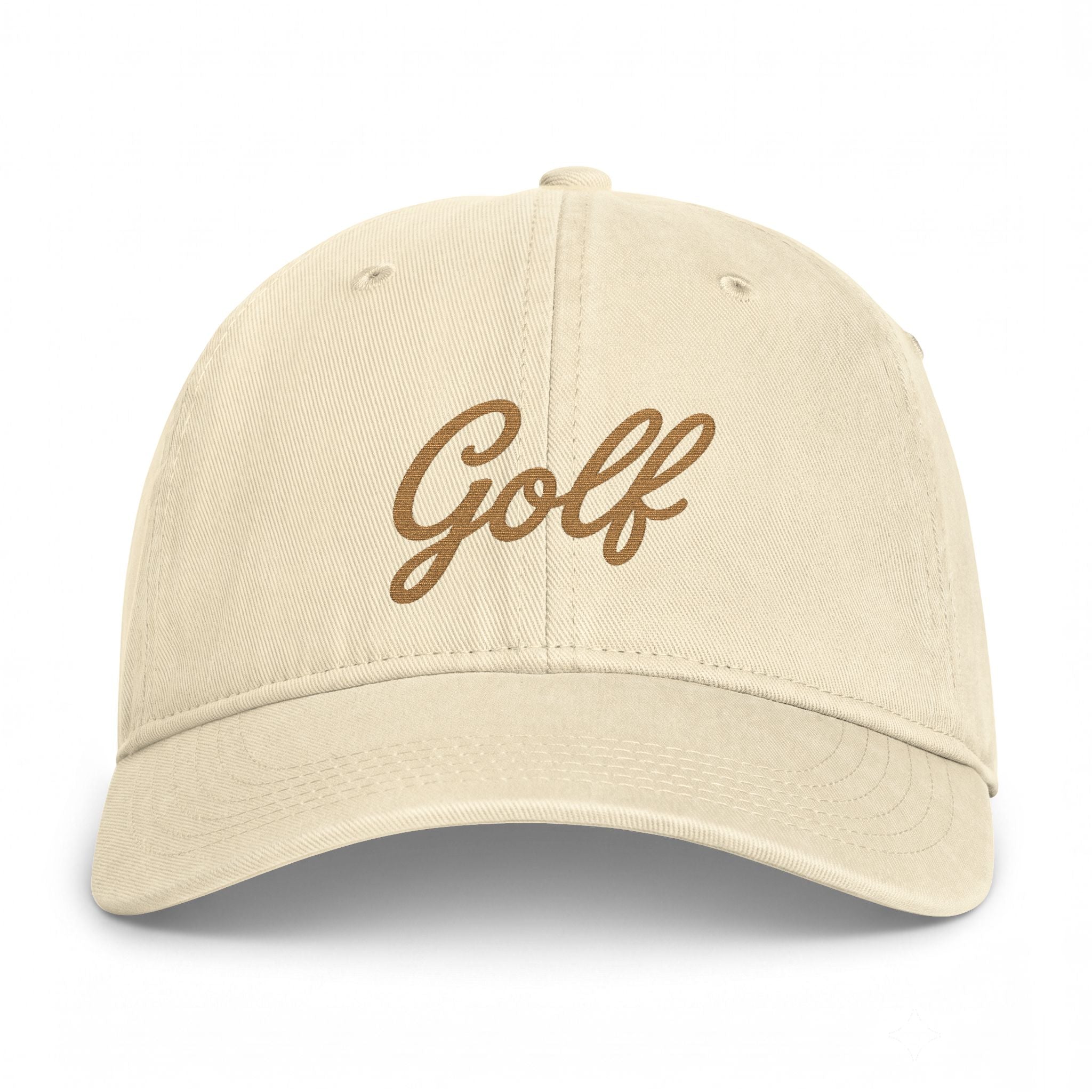 Coastal Golf ivory washed dad hat front view