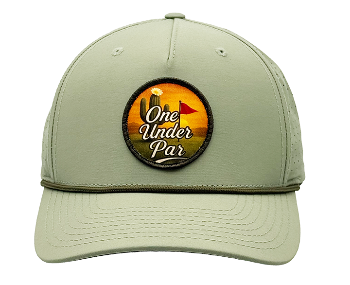 Desert light green performance golf hat front view
