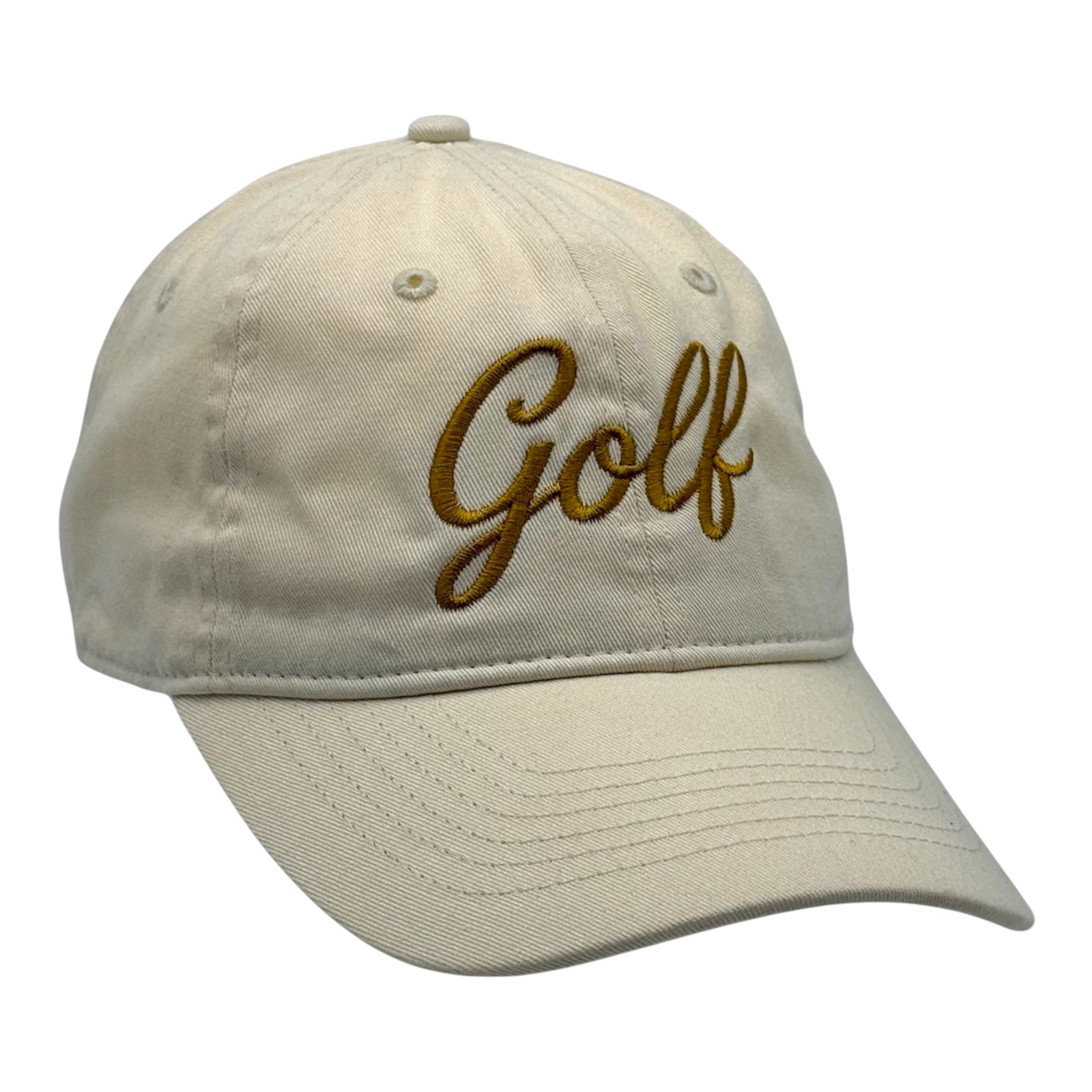 Coastal Golf ivory hat embroidery detail