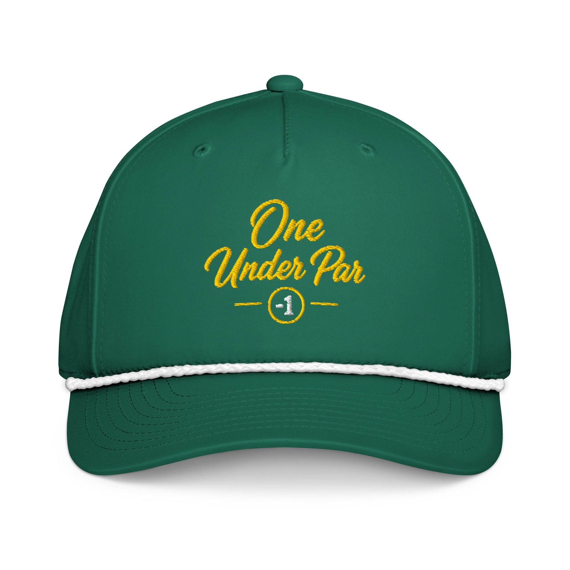 One Under Classic green and white rope golf hat front view
