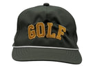 Golf Script moss and gold rope hat embroidery detail