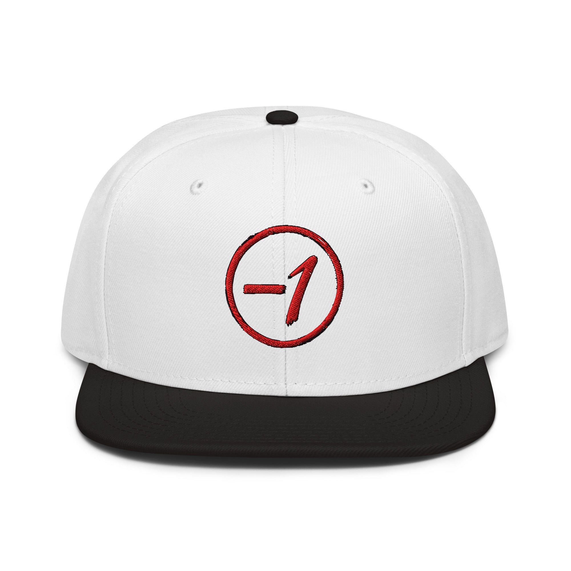 One Under -1 black and white flatbill golf hat front view
